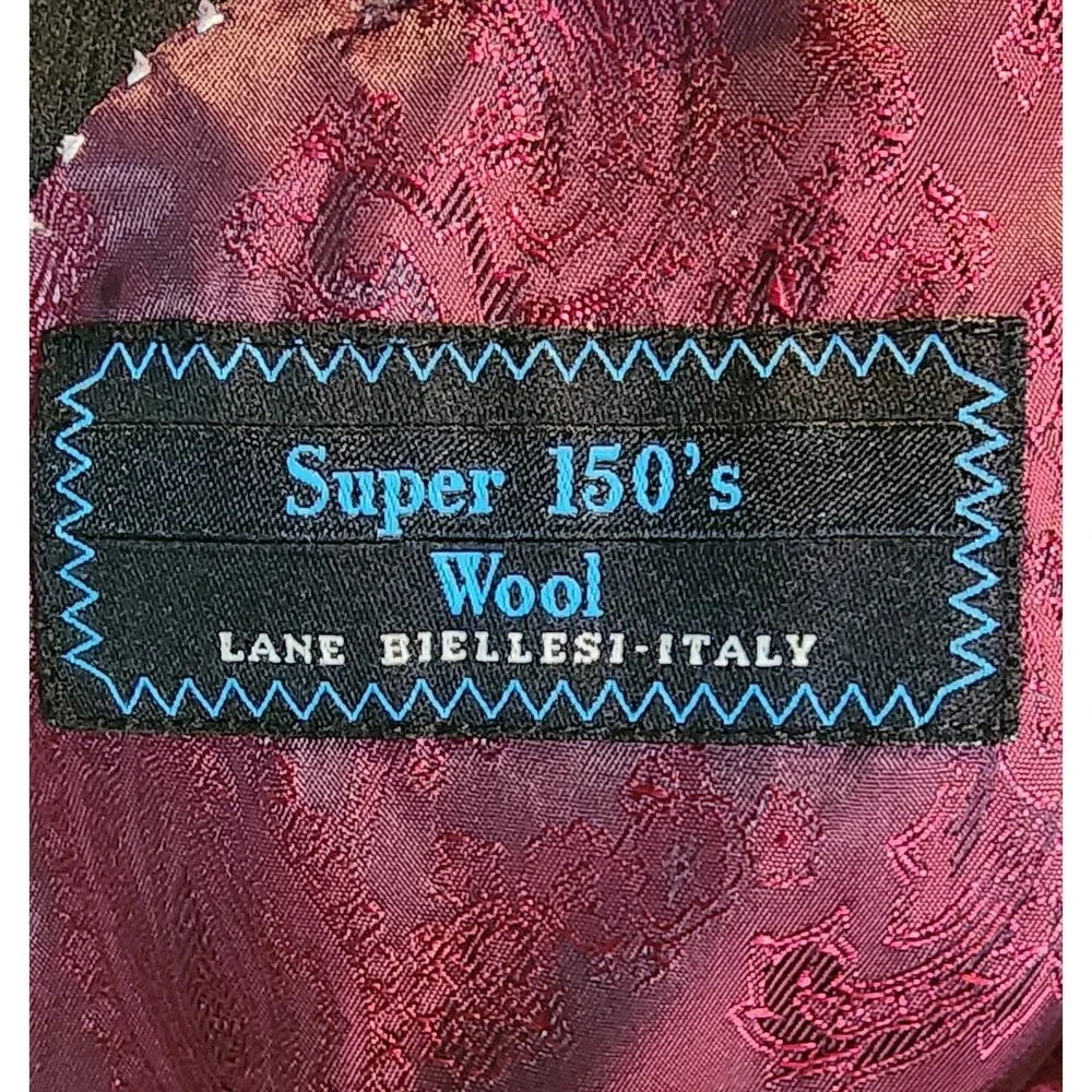 Tiglio Super 150's Wool Suit blazer 40R‎ 3 Button Black Jacket businessman